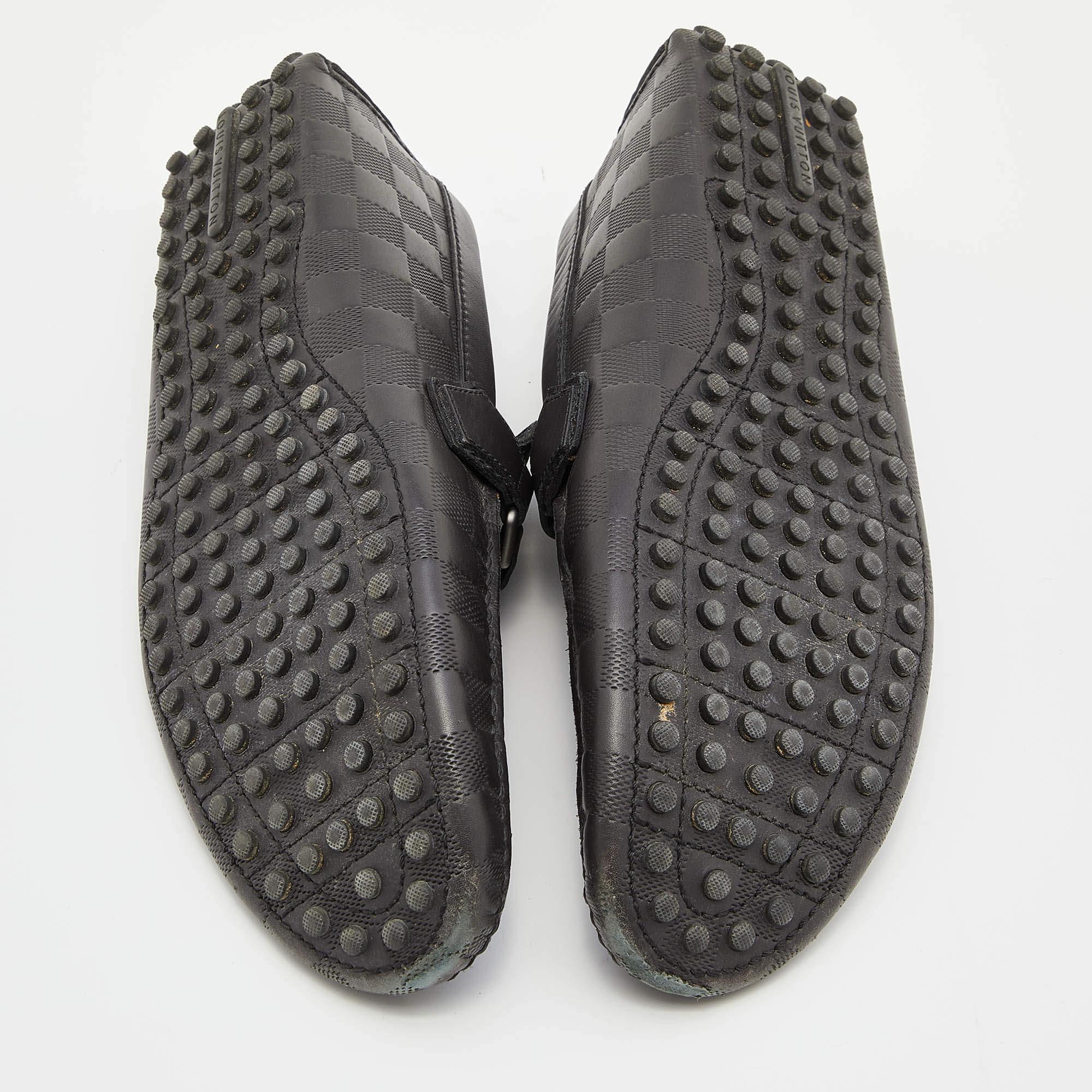Louis Vuitton Black Damier Infini Leather Hockenheim Slip On Loafers Size 42 5