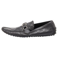 Louis Vuitton Black Damier Infini Leather Hockenheim Slip On Loafers Size 42