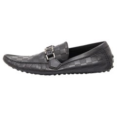 LOUIS VUITTON HOCKENHEIM MOCCASIN SHOES 10 44 BLUE LEATHER LOAFER