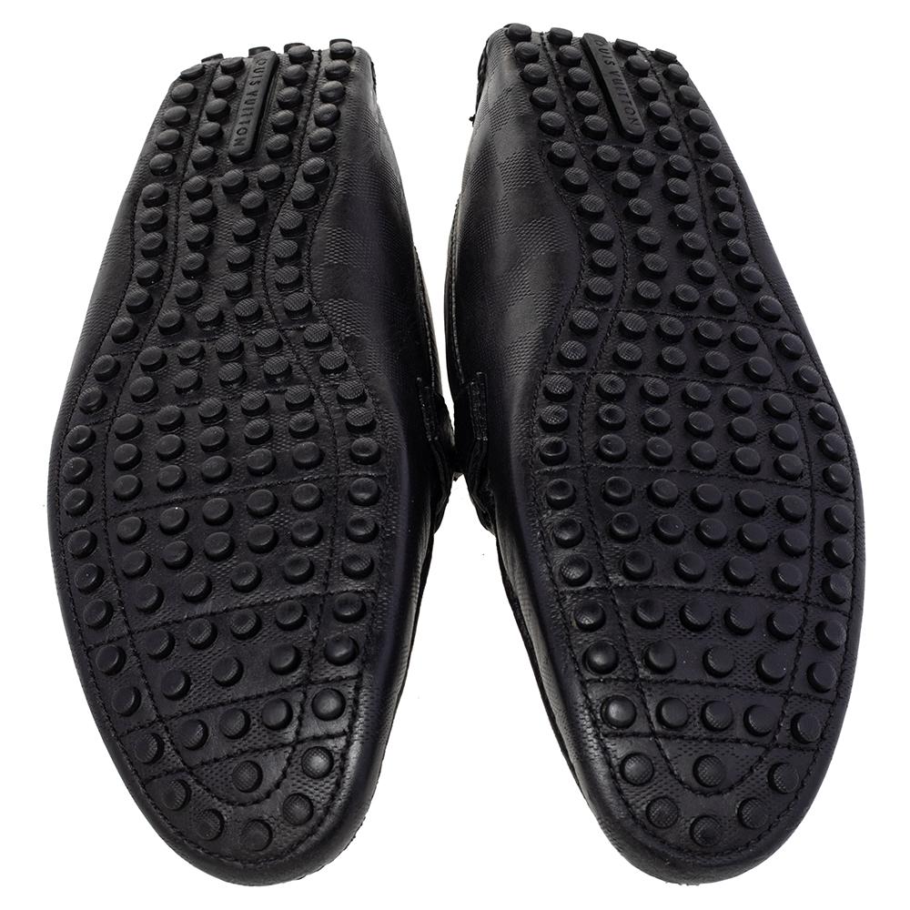 Louis Vuitton Black Damier Infini Leather Hockenheim Slip On Loafers Size 44 In Good Condition In Dubai, Al Qouz 2