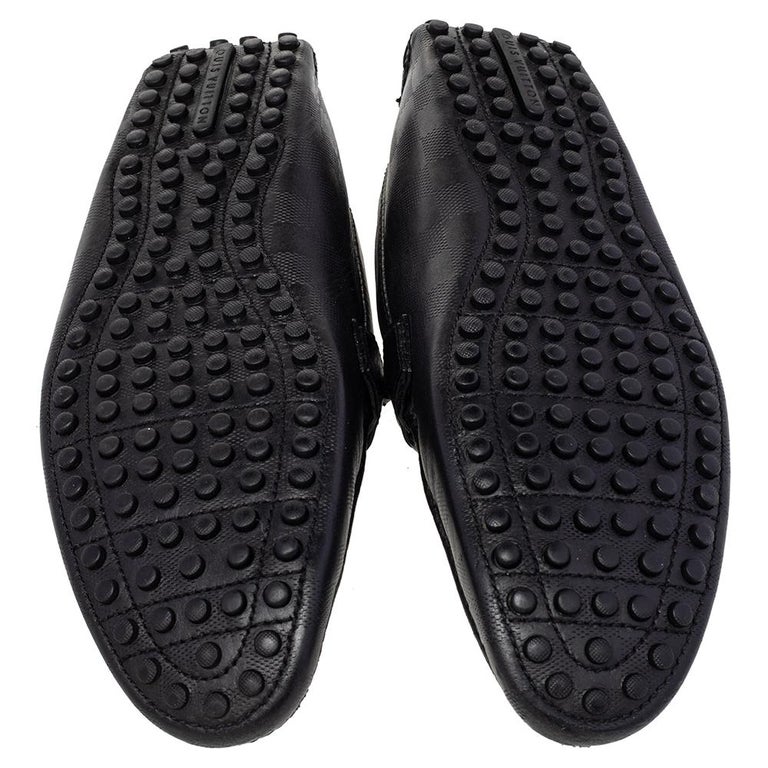 Louis Vuitton Black Leather Damier Hockenheim Loafers Size 44 Louis Vuitton