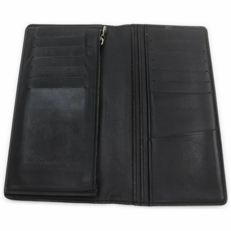 Louis Vuitton Black Damier Infini Leather Portefeuille Brazza Long Wallet For Sale 5