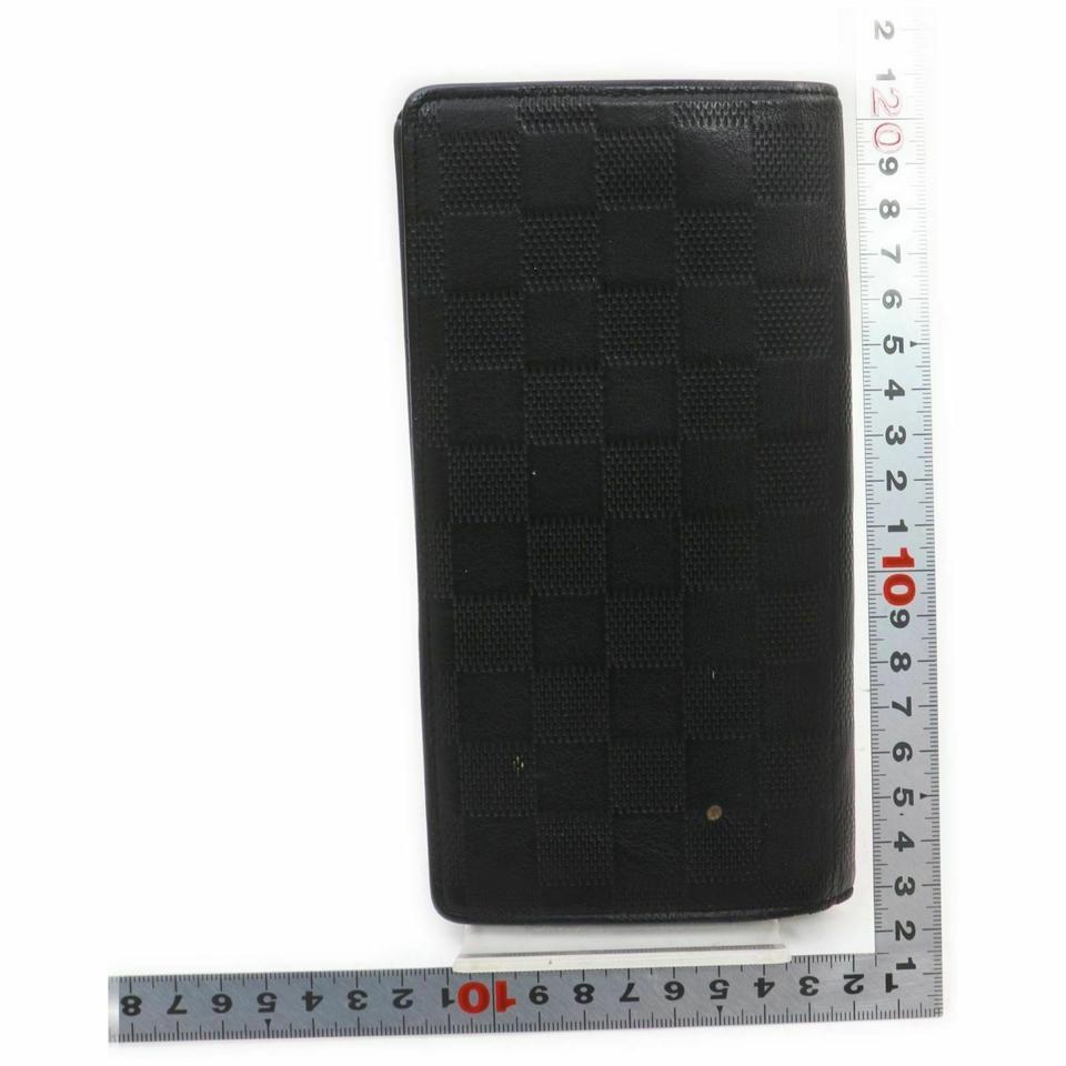 Louis Vuitton Black Damier Infini Leather Portefeuille Brazza Long Wallet For Sale 3