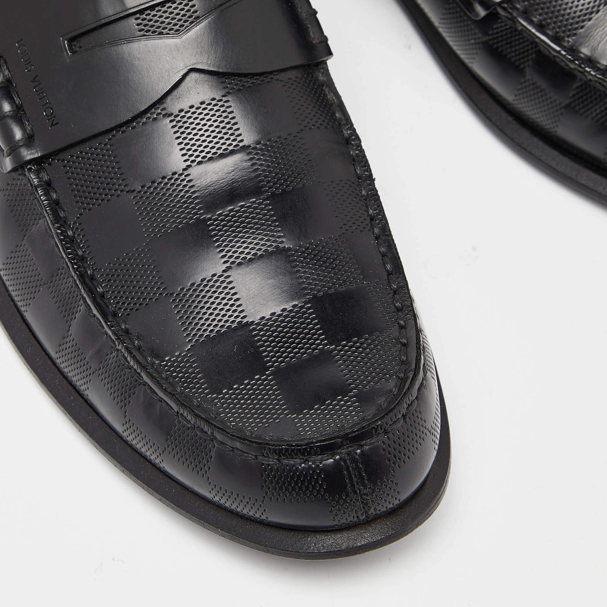 Men's Louis Vuitton Black Damier Infini Leather Santiago Loafers Size 43