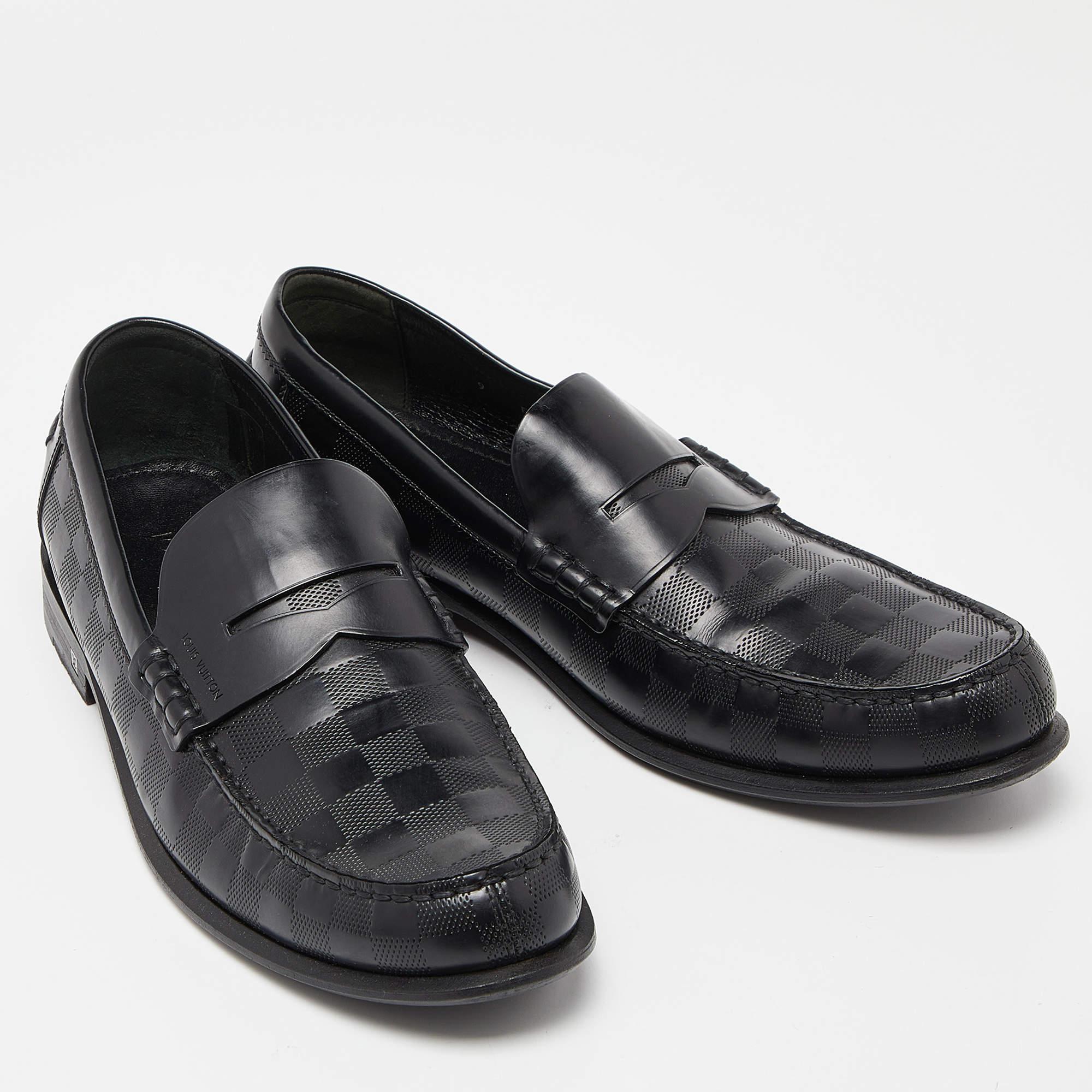 Louis Vuitton Black Damier Infini Leather Santiago Loafers Size 43 1