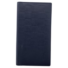 Used Louis Vuitton Black Damier Infini Leather Vertical Bifold Long Wallet