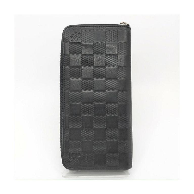 Women's Louis Vuitton Black Damier Infini Leather Zippy Vertical Wallet 863454 For Sale