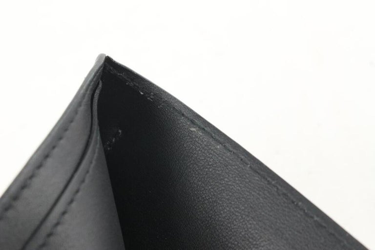 AUTH LOUIS VUITTON MEN BLACK LEATHER INFINI CHECKED SMALL WALLET SLENDER  BIFOLD