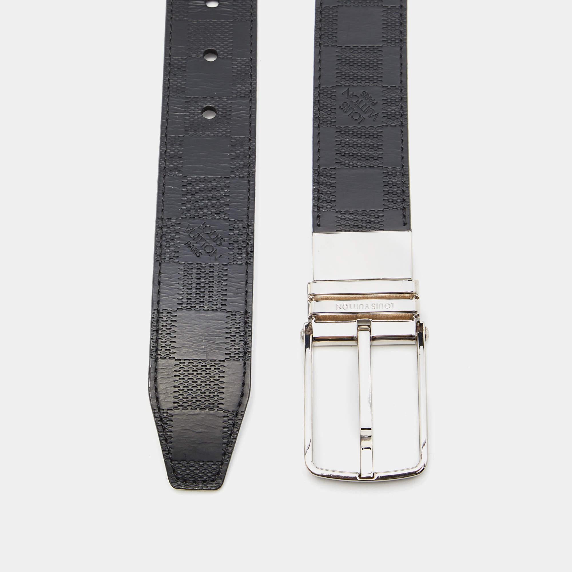 Louis Vuitton Black Damier Inifini Leather Boston Reversible Belt 105CM In Good Condition In Dubai, Al Qouz 2
