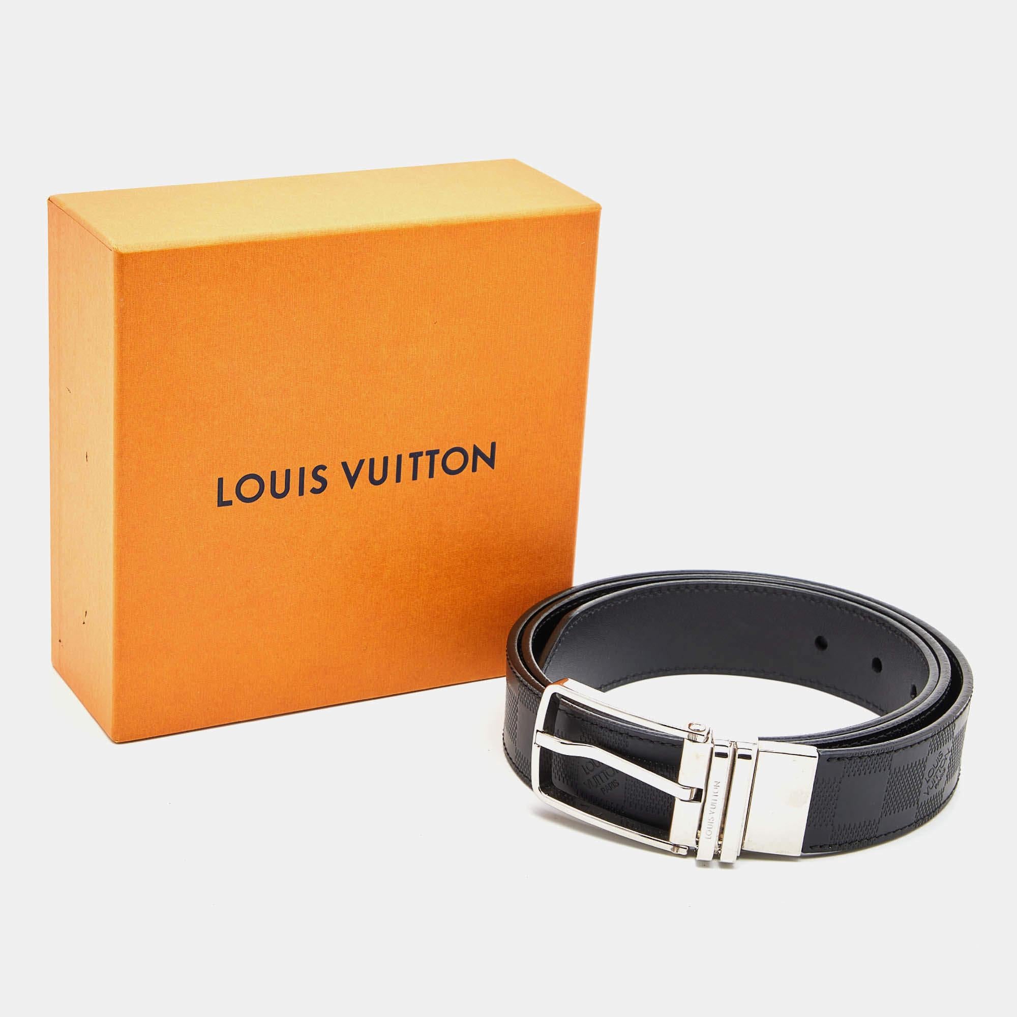 Men's Louis Vuitton Black Damier Inifini Leather Boston Reversible Belt 105CM