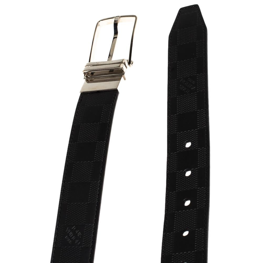 Men's Louis Vuitton Black Damier Inifini Leather Boston Reversible Belt 95CM