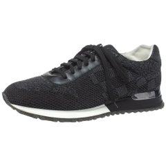 Louis Vuitton Black Damier Knit and Leather Run Away Sneakers Size 41