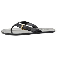 Schwarze flache Zehensandalen von Louis Vuitton aus Leder von Damier in Schwarz Größe 43