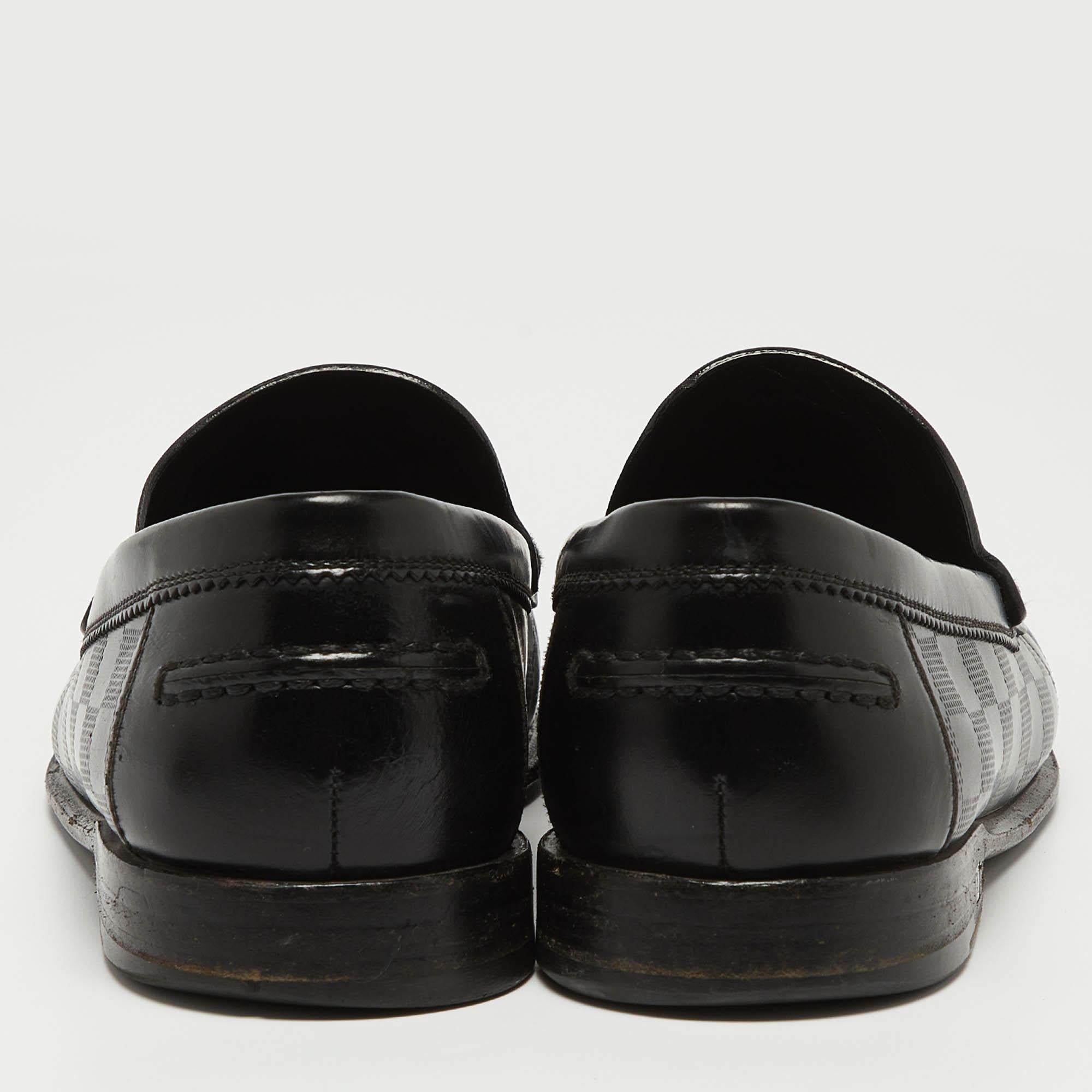 Louis Vuitton Black Damier Leather Santiago Loafers Size 41.5 1