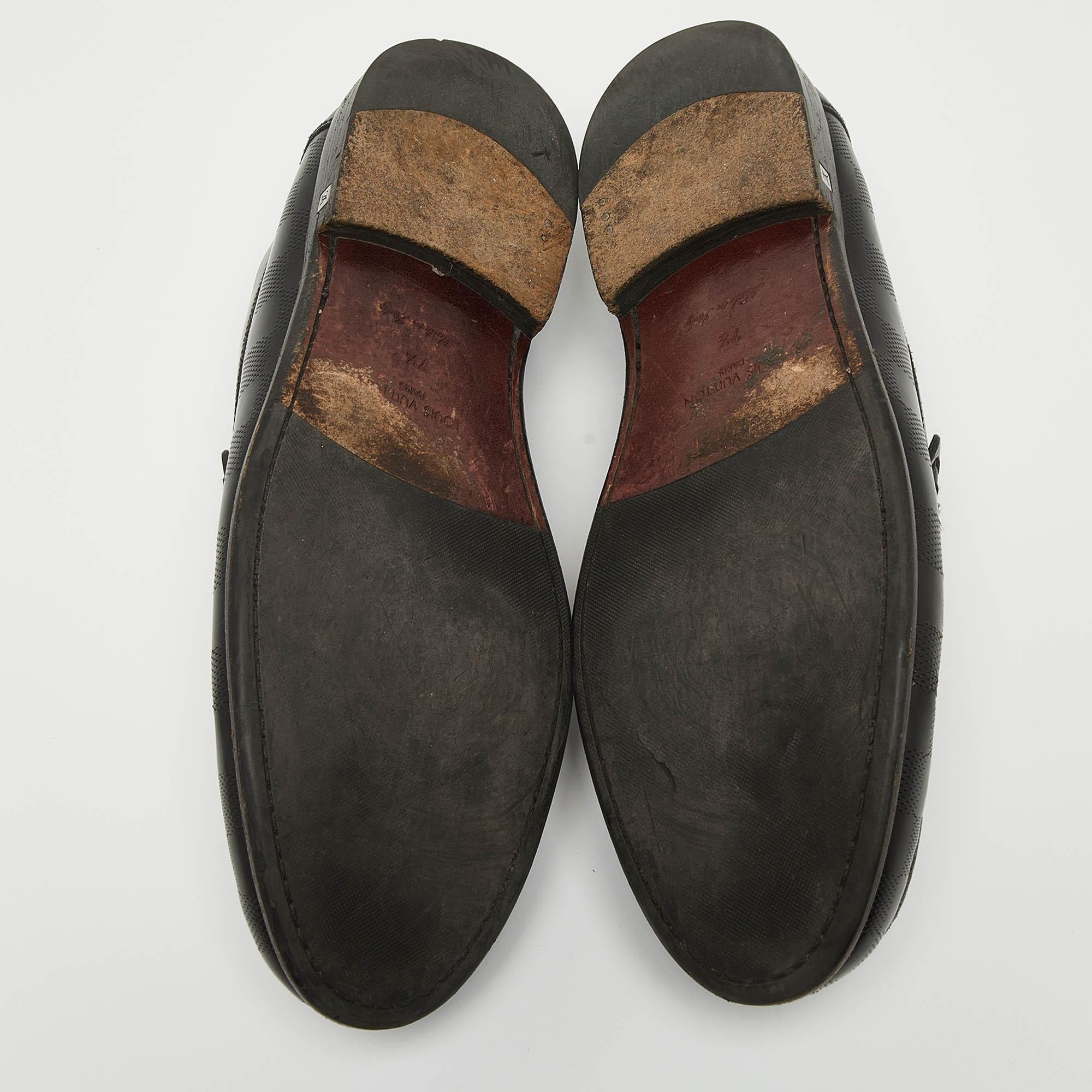 Louis Vuitton Black Damier Leather Santiago Loafers Size 41.5 2