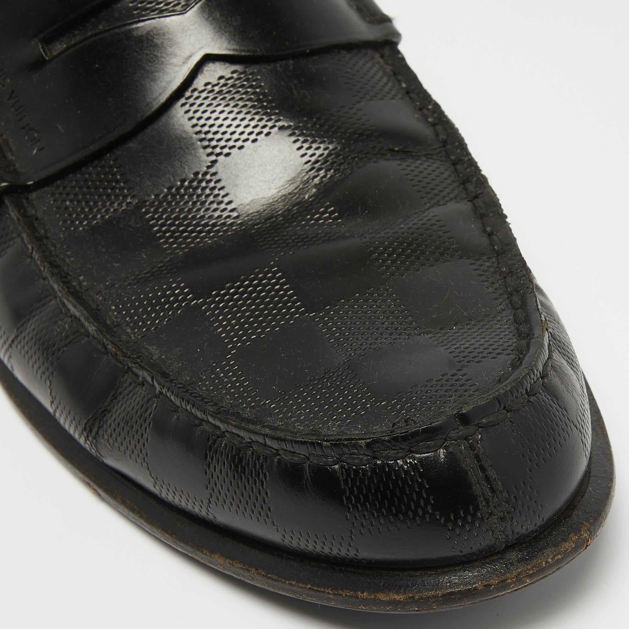 Louis Vuitton Black Damier Leather Santiago Loafers Size 41.5 3