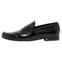 Used Louis Vuitton Black Damier Leather Santiago Loafers Size 43