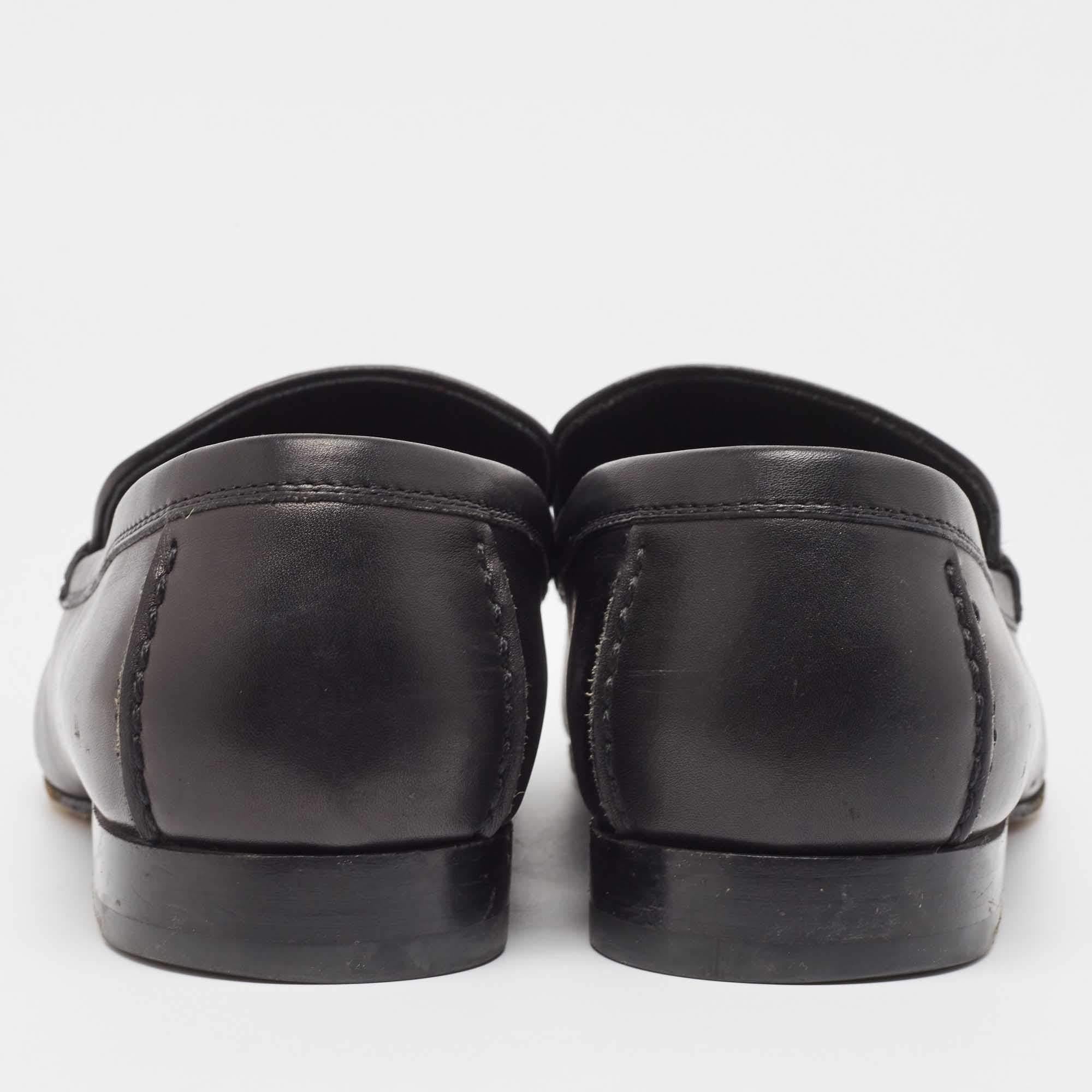Louis Vuitton Black Damier Leather Santiago Loafers Size 44.5 For Sale 1