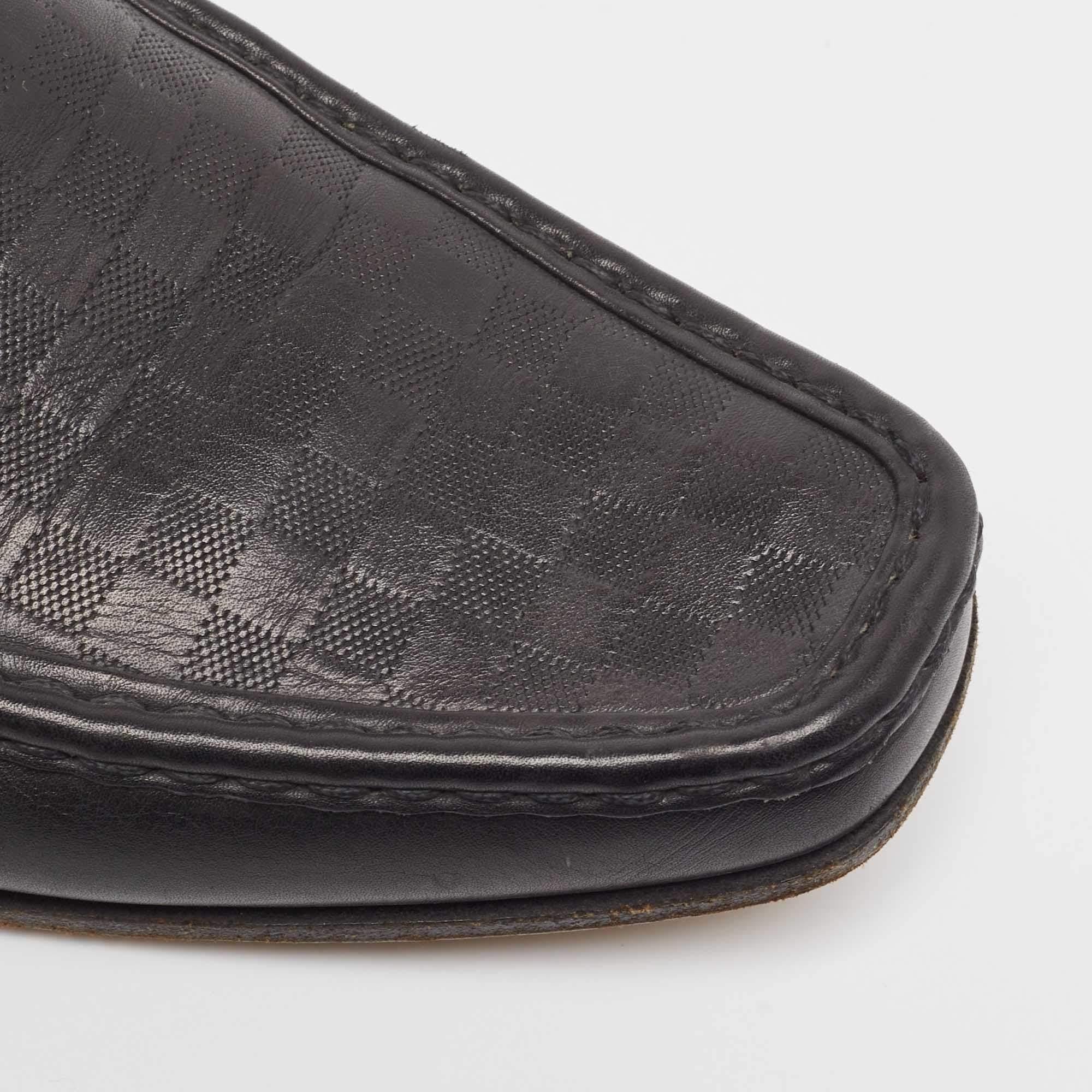 Louis Vuitton Black Damier Leather Santiago Loafers Size 44.5 4