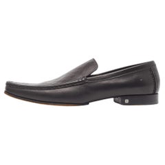 Used Louis Vuitton Black Damier Leather Santiago Loafers Size 44.5