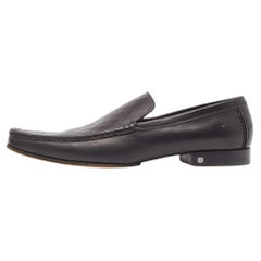 Louis Vuitton Black Damier Leather Santiago Loafers Size 44.5