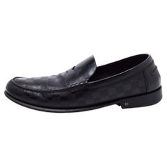 Santiago Loafers von Louis Vuitton Schwarzes Damier Leder Santiago Loafers Größe 45