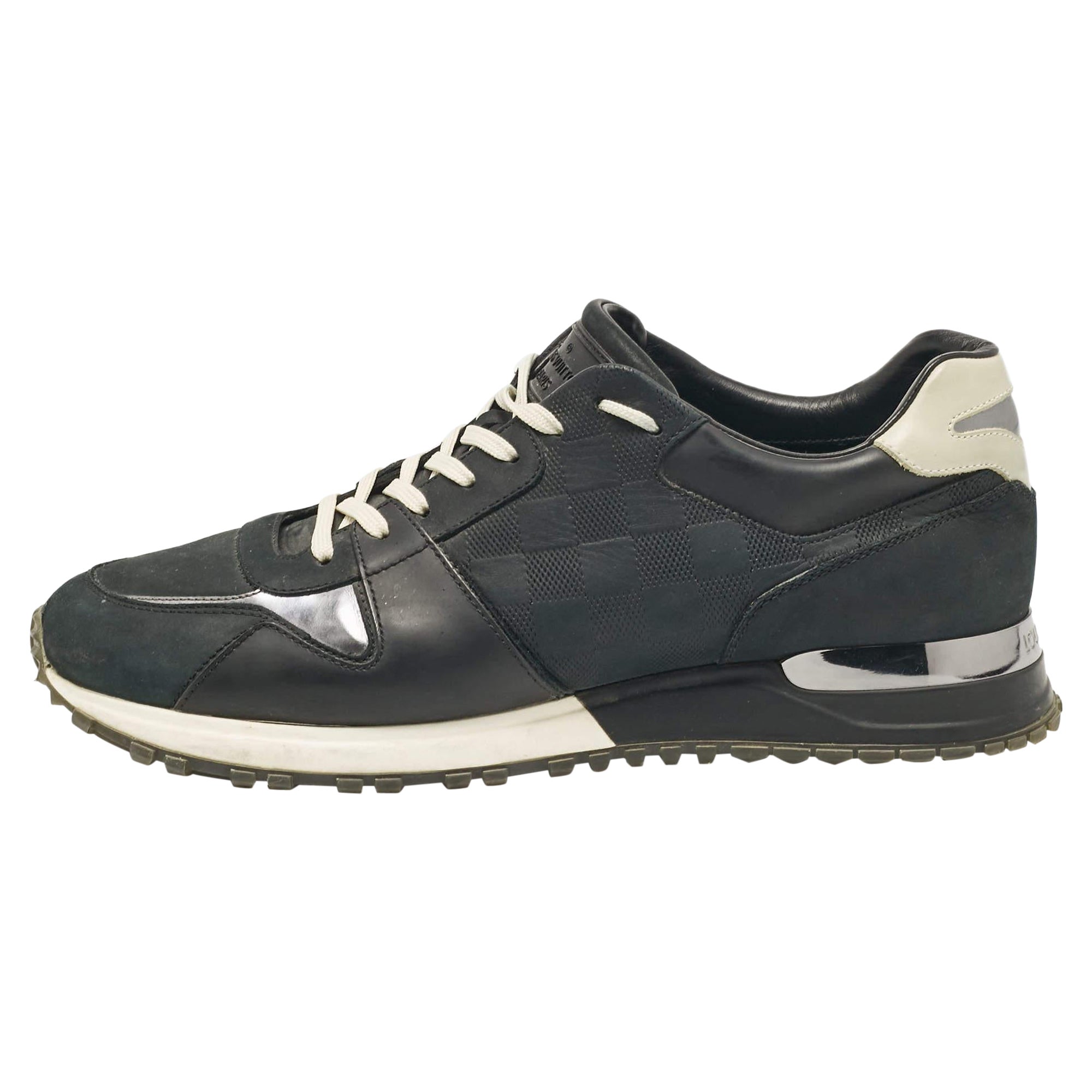 Louis Vuitton Black Damier Nubuck and Leather Run Away Sneakers Size 41.5