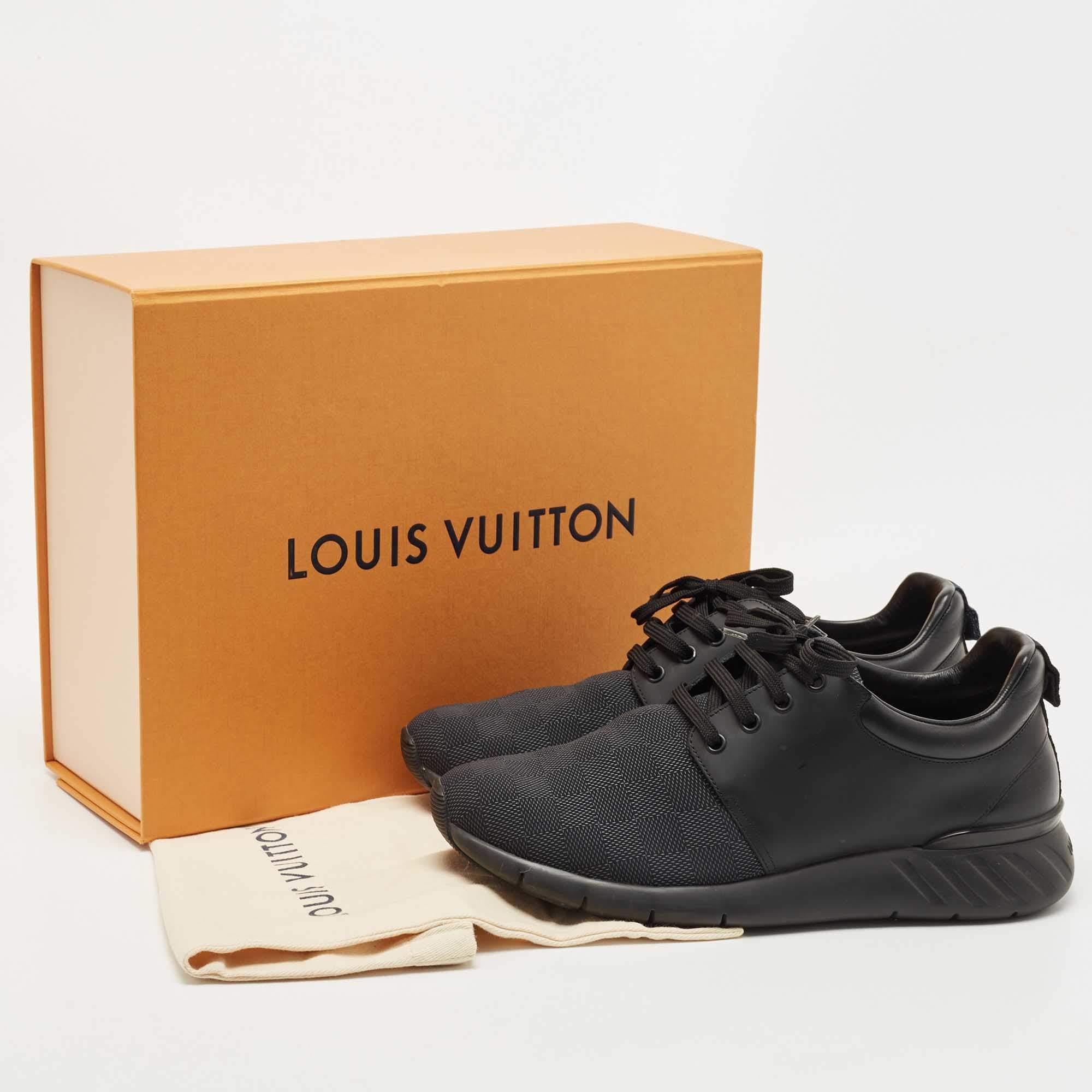 Louis Vuitton Black Damier Nylon and Leather Fastlane Low Top Sneakers Size 43 For Sale 4