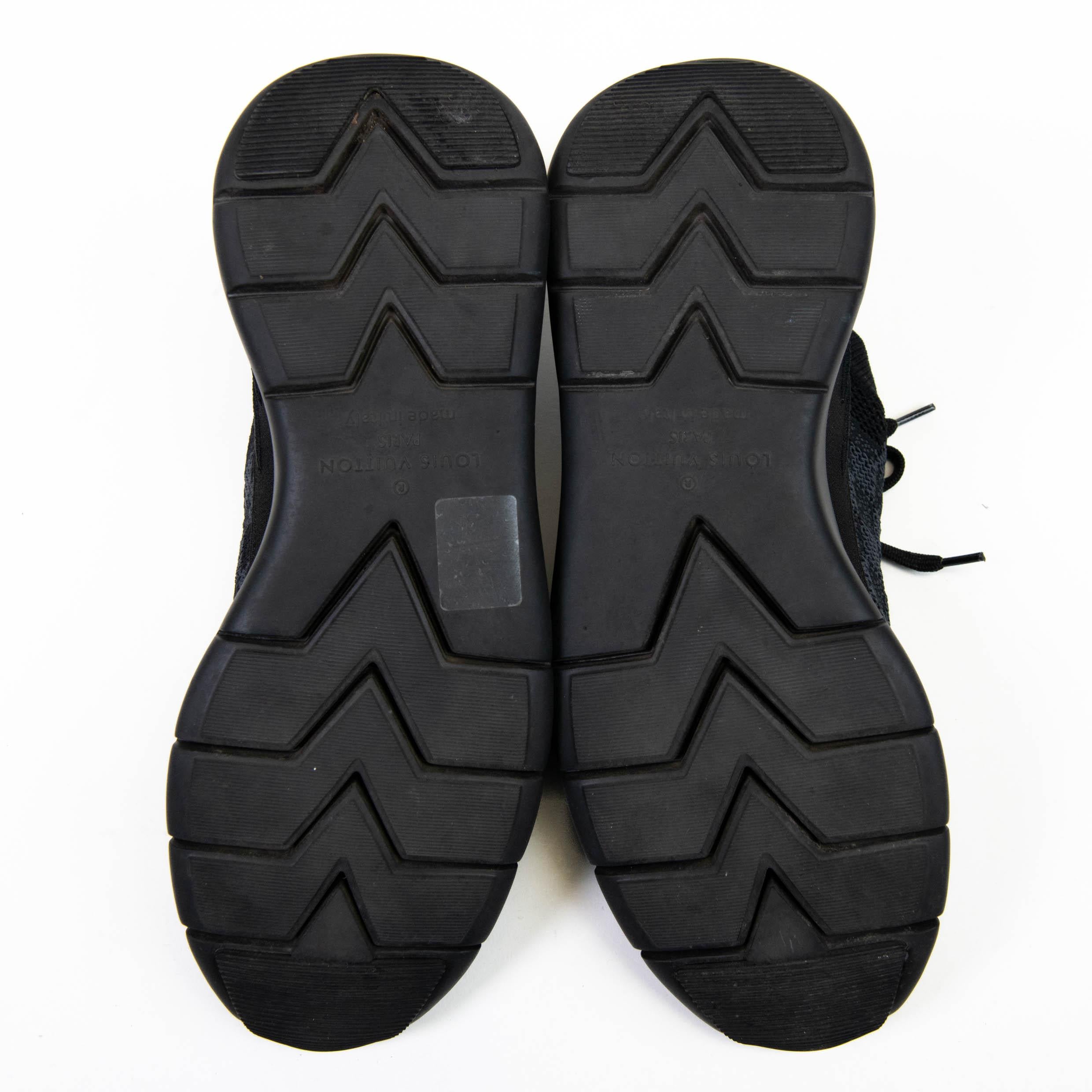 Schwarze Damier Nylon- und Nubuck Fastlane-Turnschuhe von Louis Vuitton in Schwarz Größe 6,5 im Zustand „Gut“ in Corona Del Mar, CA