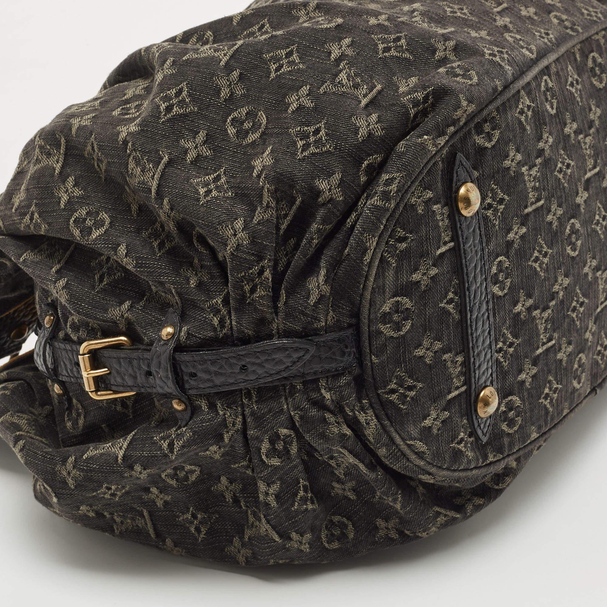 Louis Vuitton Black Denim Monogram Surya XL Bag For Sale 6