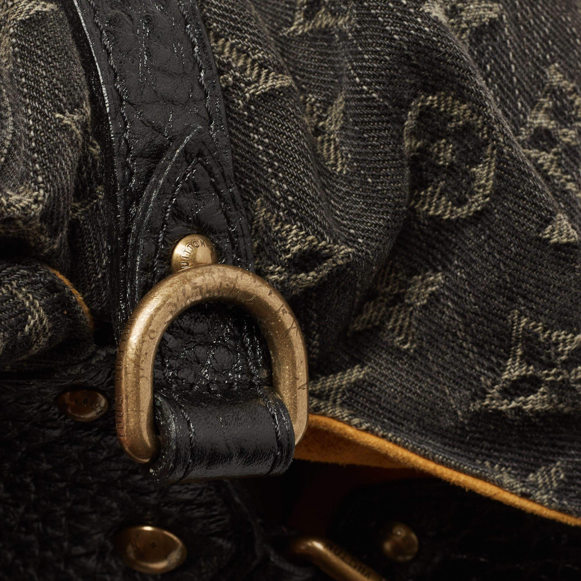Louis Vuitton Black Denim Monogram Surya XL Bag For Sale 9