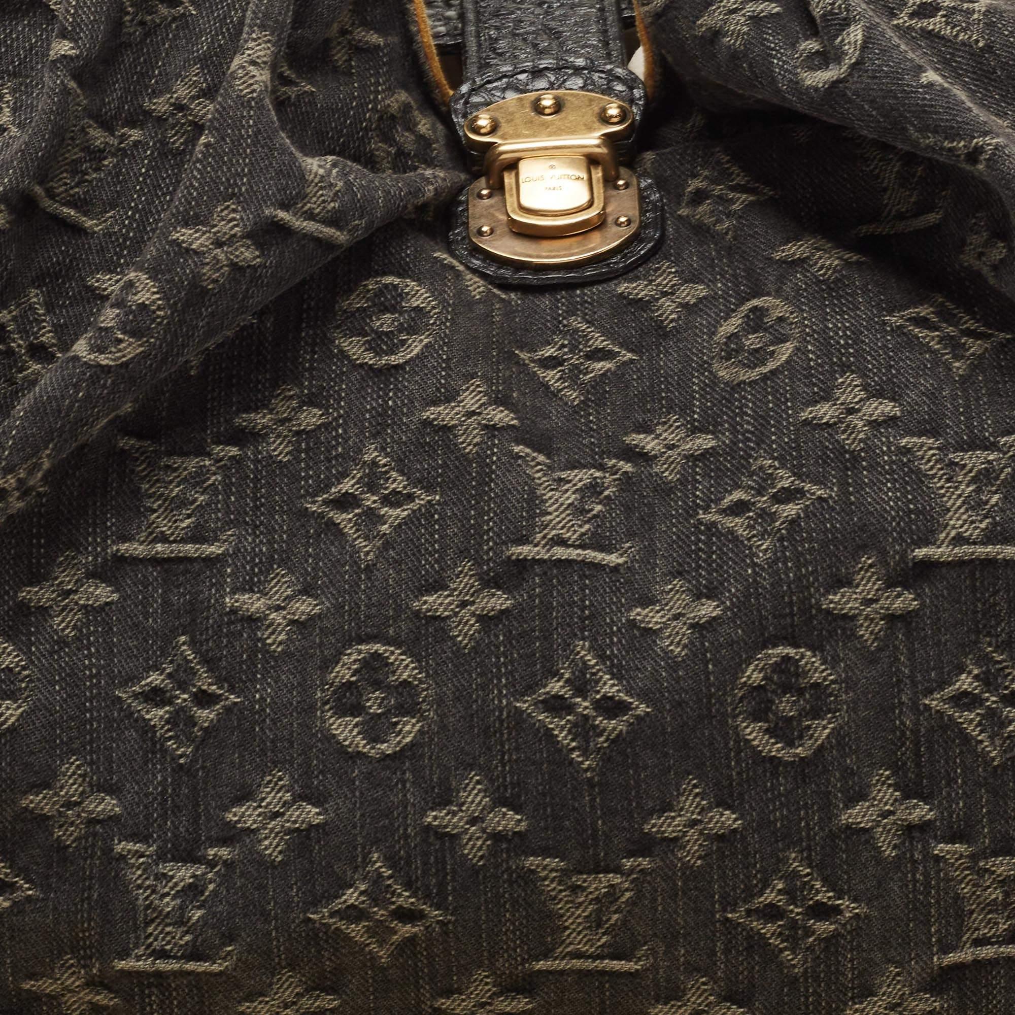 Louis Vuitton Black Denim Monogram Surya XL Bag For Sale 11