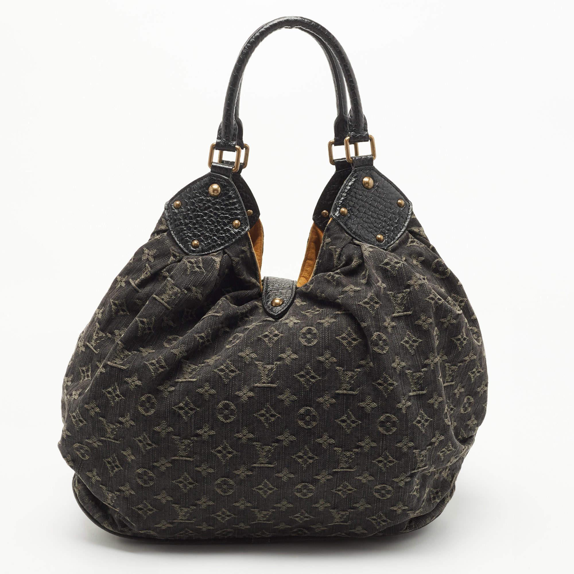Louis Vuitton Black Denim Monogram Surya XL Bag For Sale 12