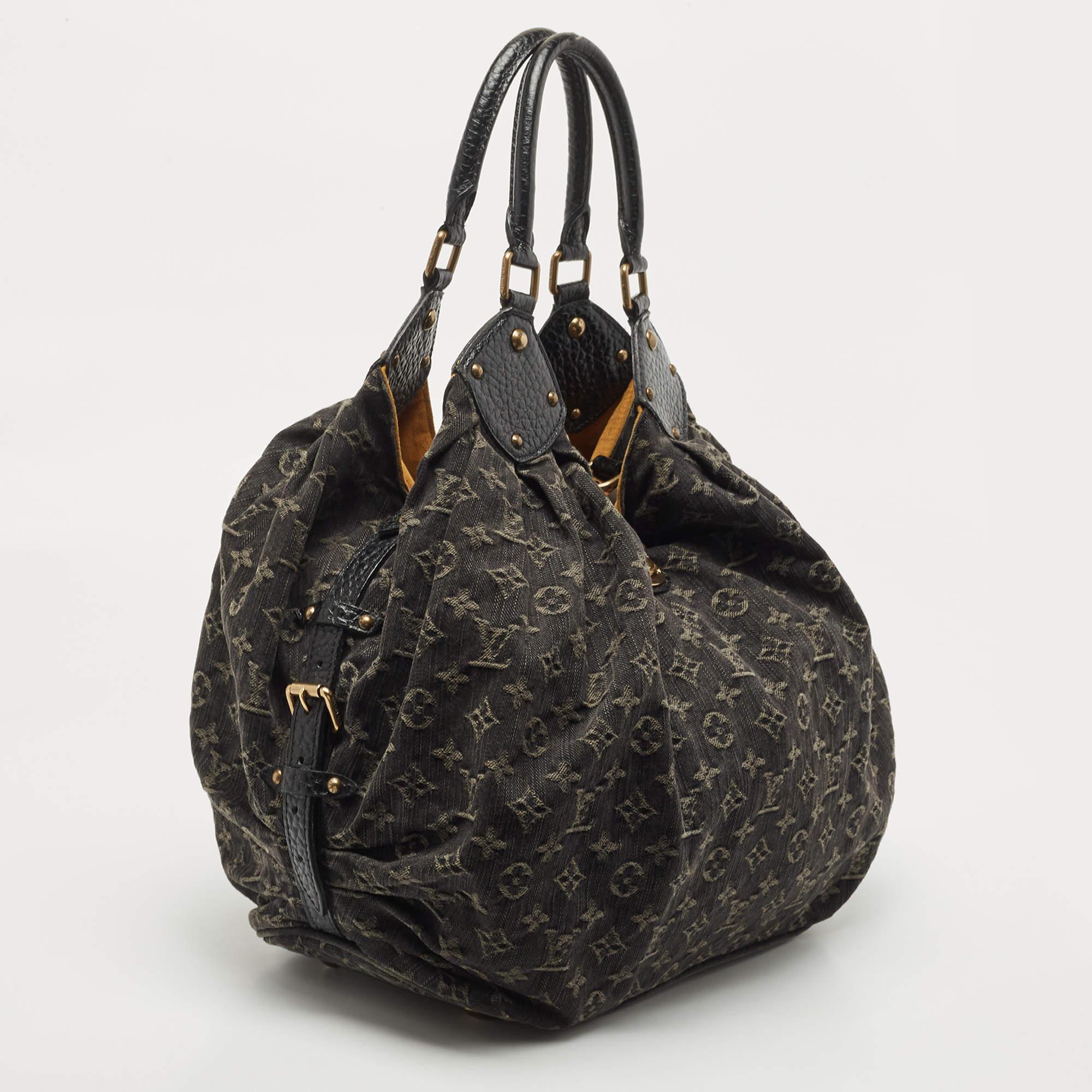 Women's Louis Vuitton Black Denim Monogram Surya XL Bag For Sale