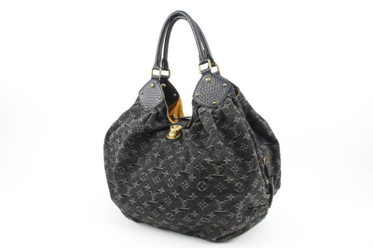 Louis Vuitton Black Denim Monogram XL Hobo Bag Artsy Leather ref