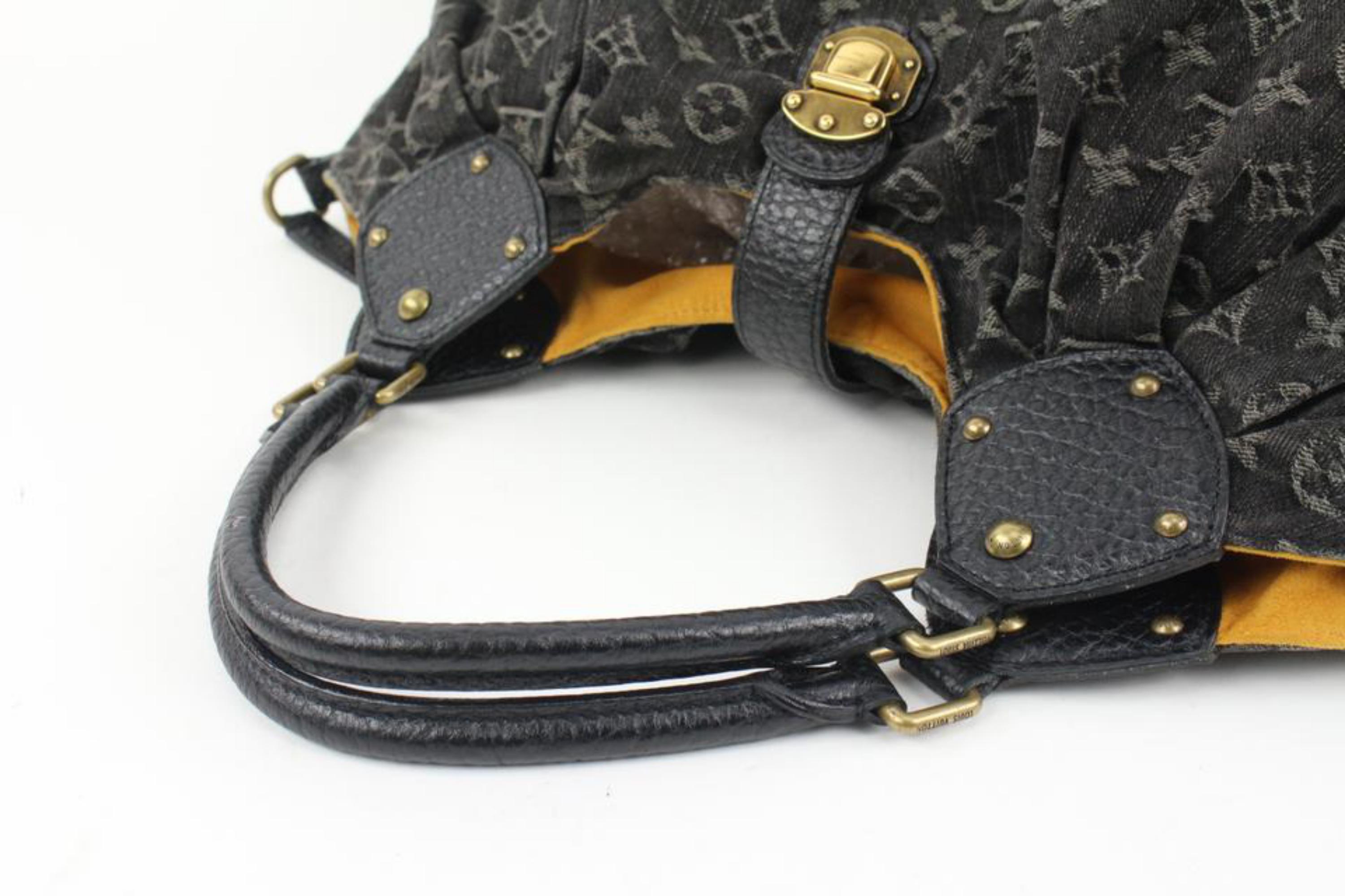 Louis Vuitton Black Denim Monogram XL Hobo Bag Artsy 114lv5 In Good Condition In Dix hills, NY