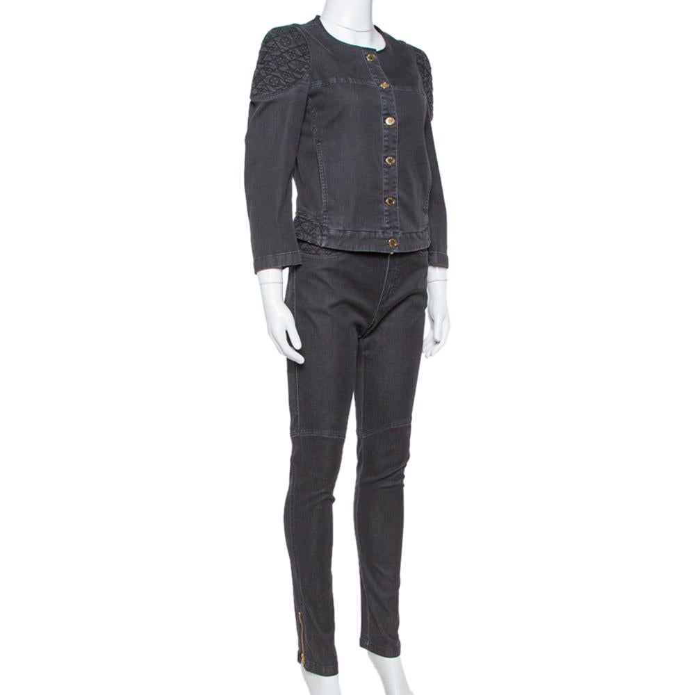 Louis Vuitton Denim Leopard Pattern Pants Jeans and Jacket 2 Piece Set  Pantsuit For Sale at 1stDibs