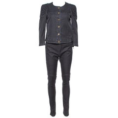 Louis Vuitton - Top en denim noir avec boutons sur le devant & - Ensemble pantalon M