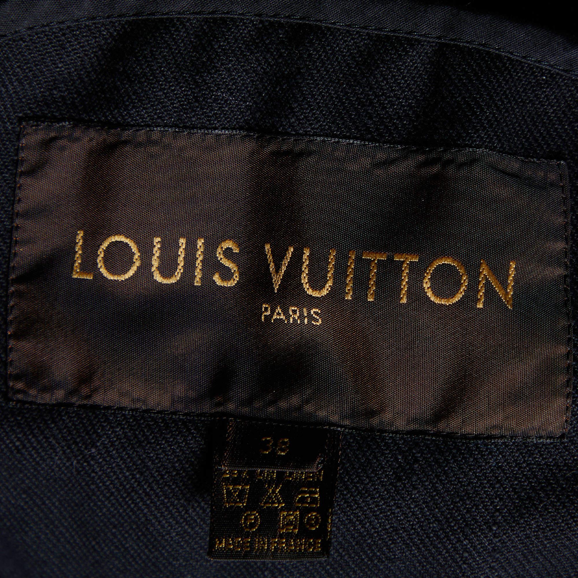 Louis Vuitton Black Denim Ruffled Crop Jacket M In Good Condition For Sale In Dubai, Al Qouz 2