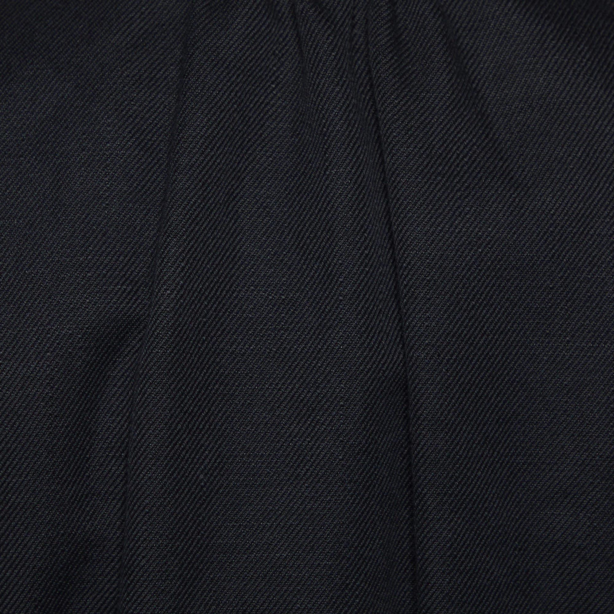 Women's Louis Vuitton Black Denim Ruffled Crop Jacket M For Sale
