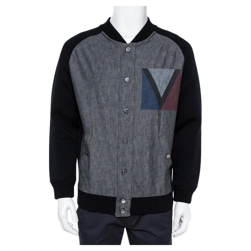 Louis Vuitton Black Denim Varsity Knit Jacket XL