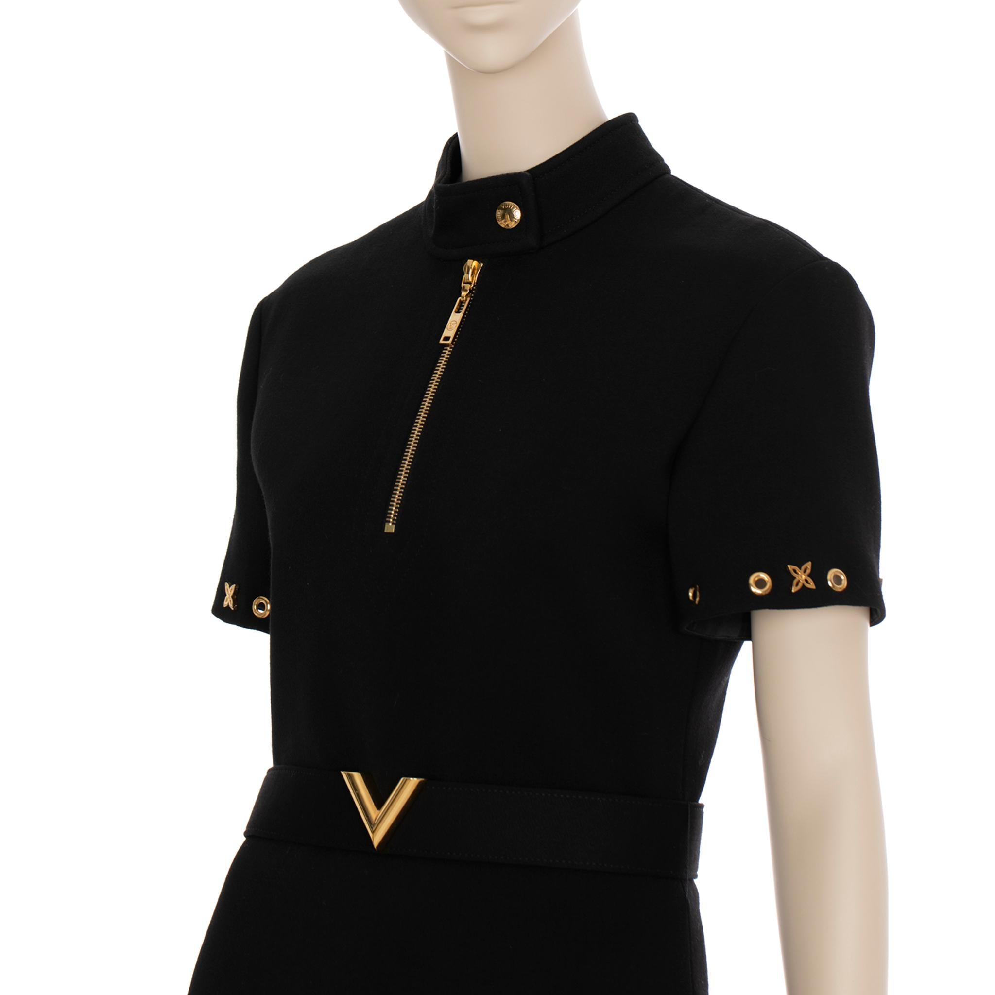 Schwarzes Louis Vuitton-Kleid mit Schößchenrock 36 FR im Angebot 6