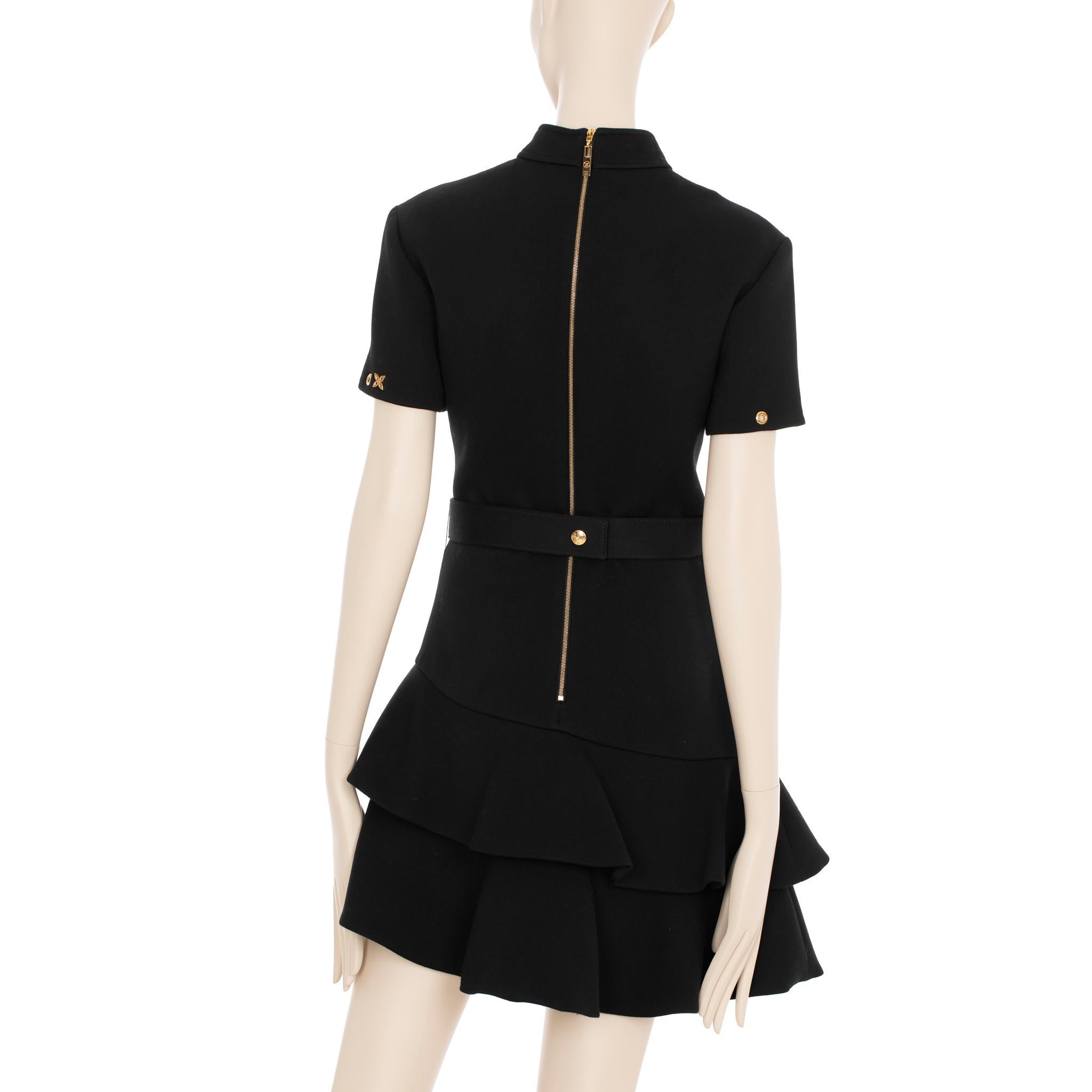 Women's Louis Vuitton Black Dress With Peplum Skirt 36 FR For Sale