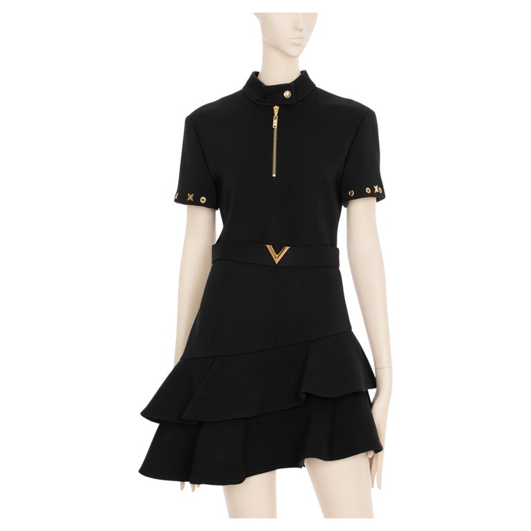 Louis Vuitton Black Cotton Double Breasted Belted Mini Dress L Louis Vuitton