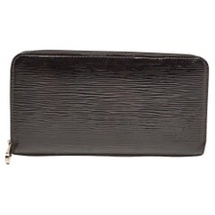 Used Louis Vuitton Black Electric Epi Leather Zippy Wallet