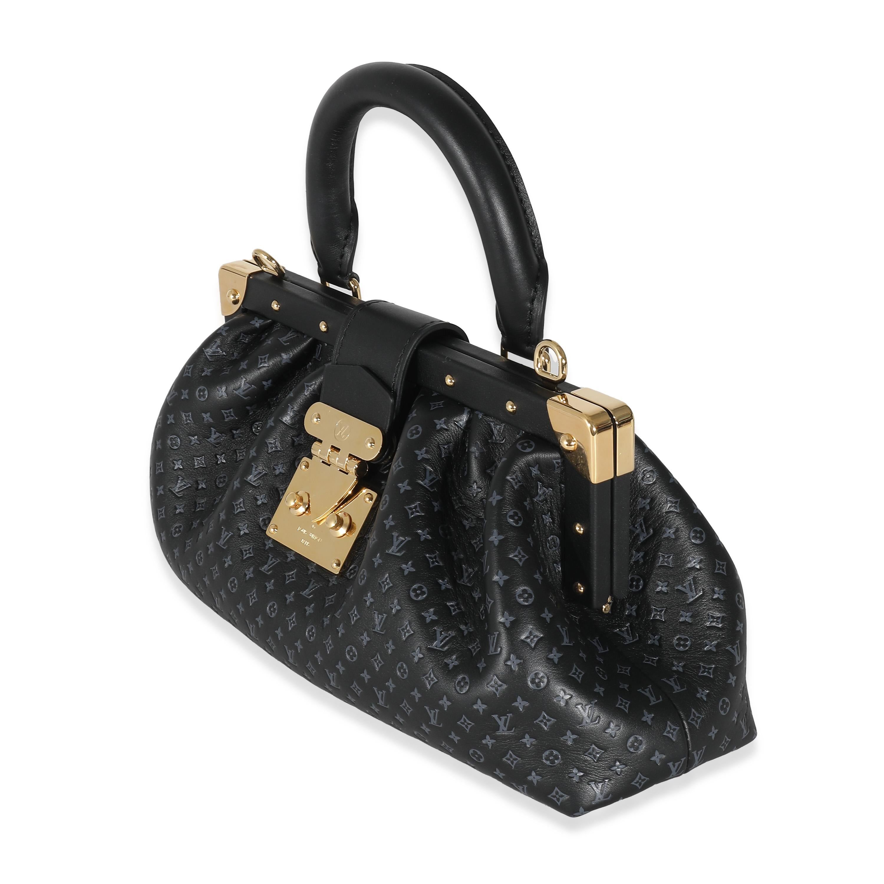 Women's or Men's Louis Vuitton Black Embossed Calfskin Nanogram Clutch For Sale