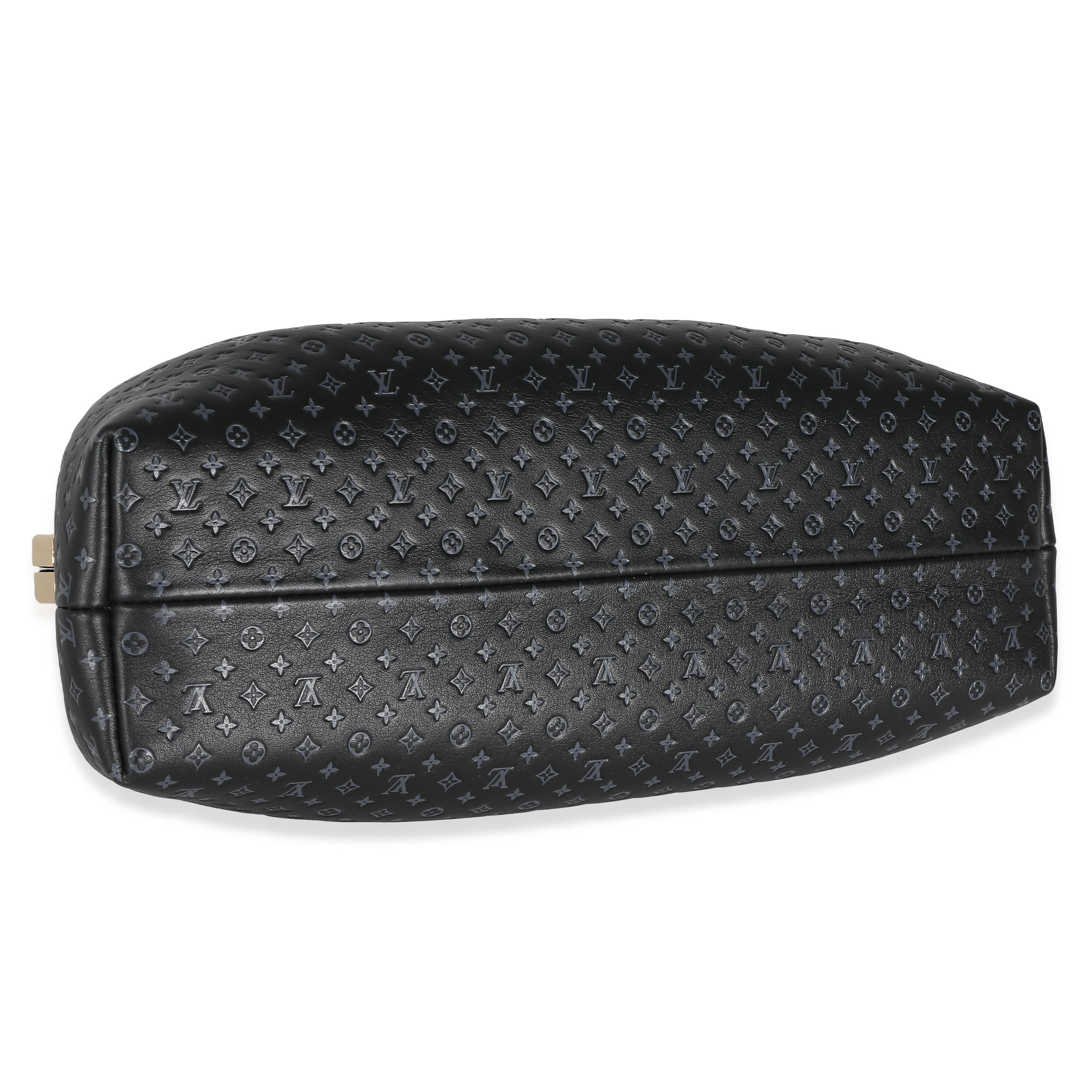Louis Vuitton Black Embossed Calfskin Nanogram Clutch For Sale 1
