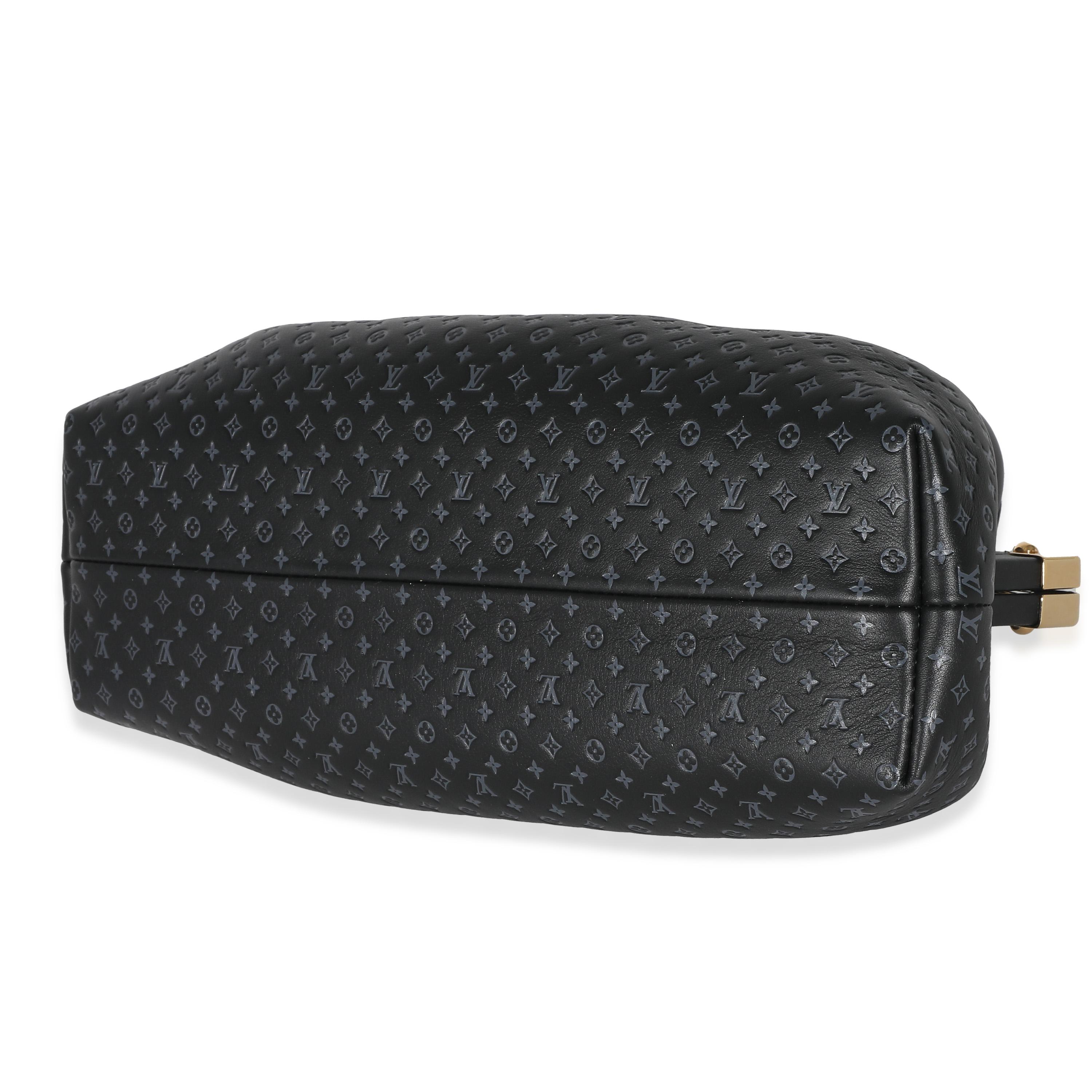 Louis Vuitton Black Embossed Calfskin Nanogram Clutch For Sale 3