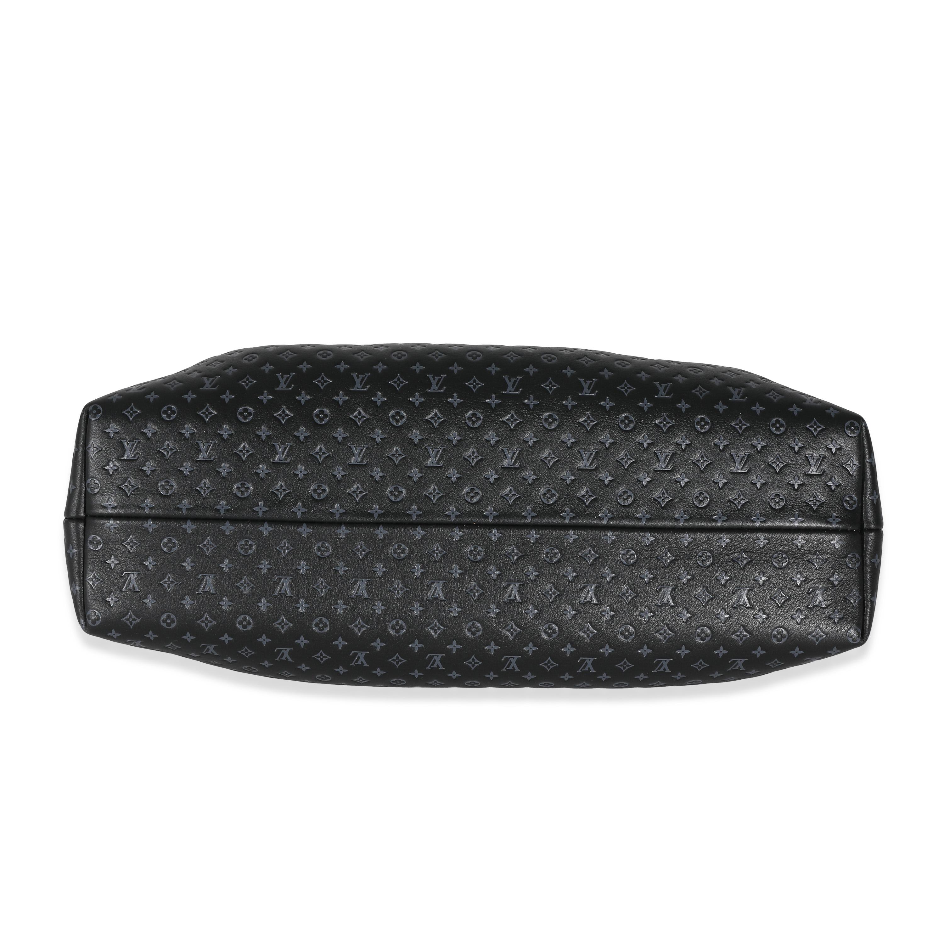 Louis Vuitton Black Embossed Calfskin Nanogram Clutch For Sale 4