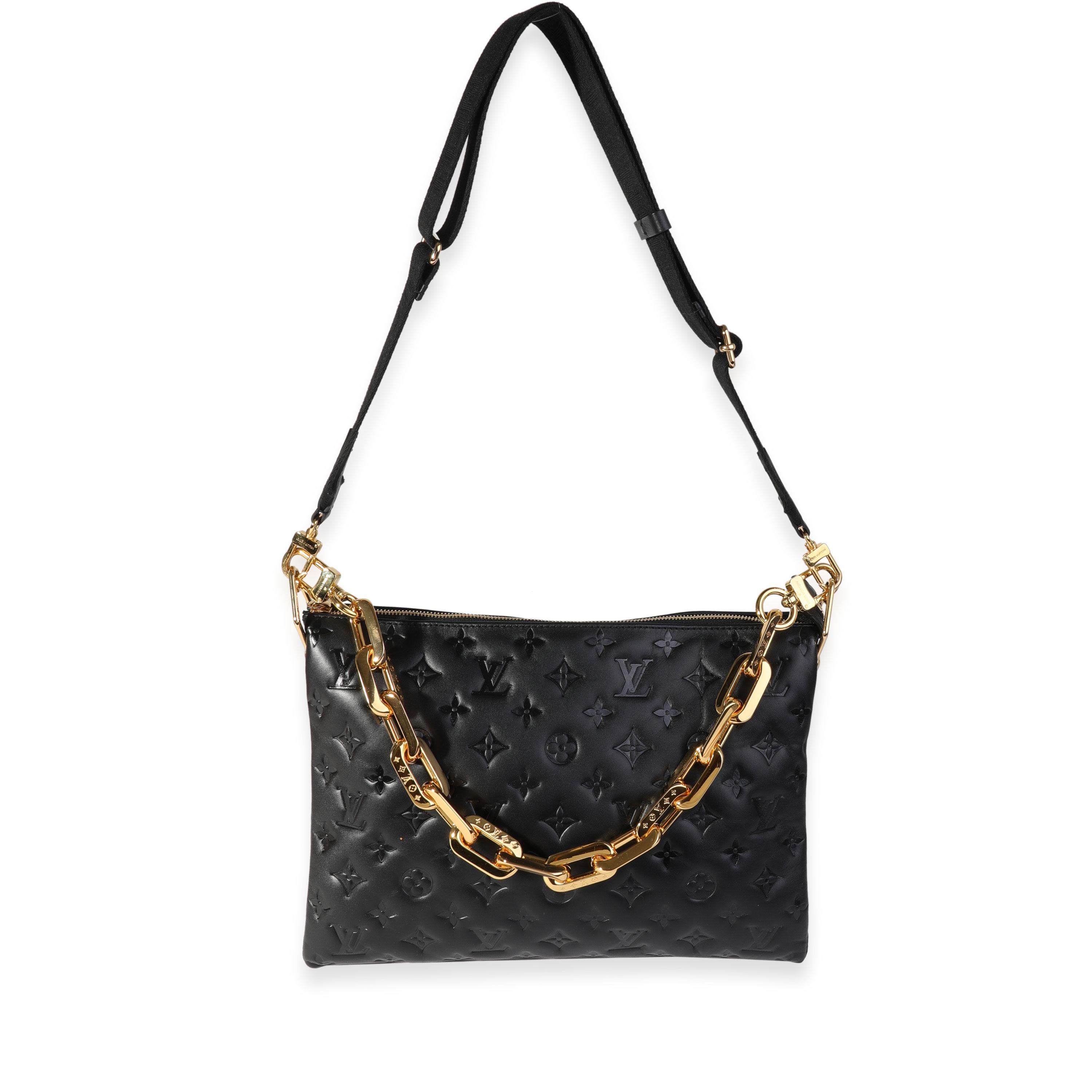 Listing Title: Louis Vuitton Black Embossed Lambskin Coussin MM
SKU: 121204
MSRP: 5400.00
Condition: Pre-owned 
Handbag Condition: Excellent
Condition Comments: Excellent Condition. Minor scuffing at exterior. Light scratching to hardware. No other
